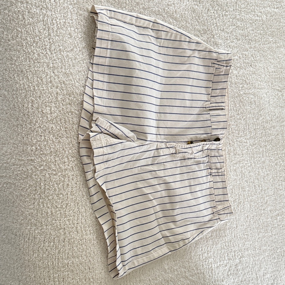 Old Navy High Waist Striped Shorts - Cream and Blue